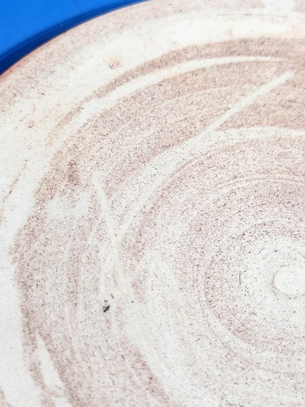 Studio Art Pottery Small Round Dishes Blue Brown Cream Glazed Set of 4